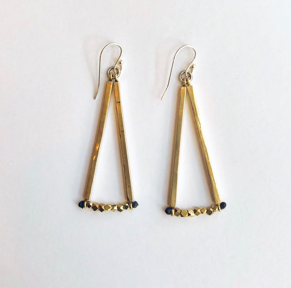 Bronze Rods with Faceted Bead Earrings