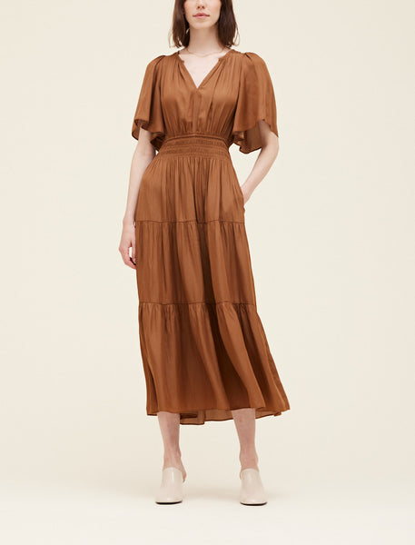 Caramel Satin Dress