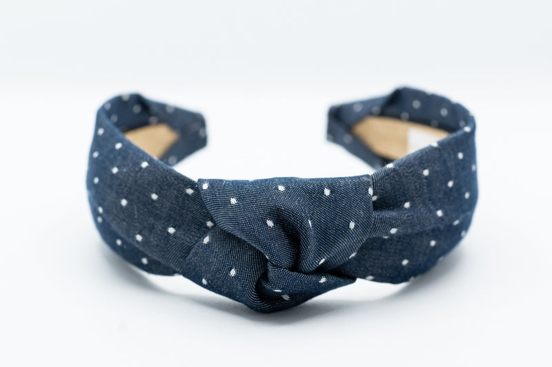 Knot Headband • Indigo w/ White Dots