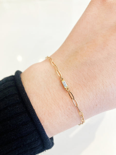 14k Bracelet with Diamond Baguette