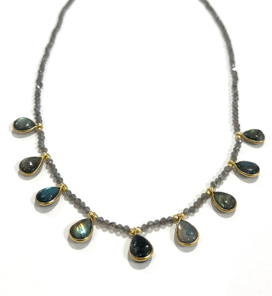 Bead Necklace • Labradorite Droplets