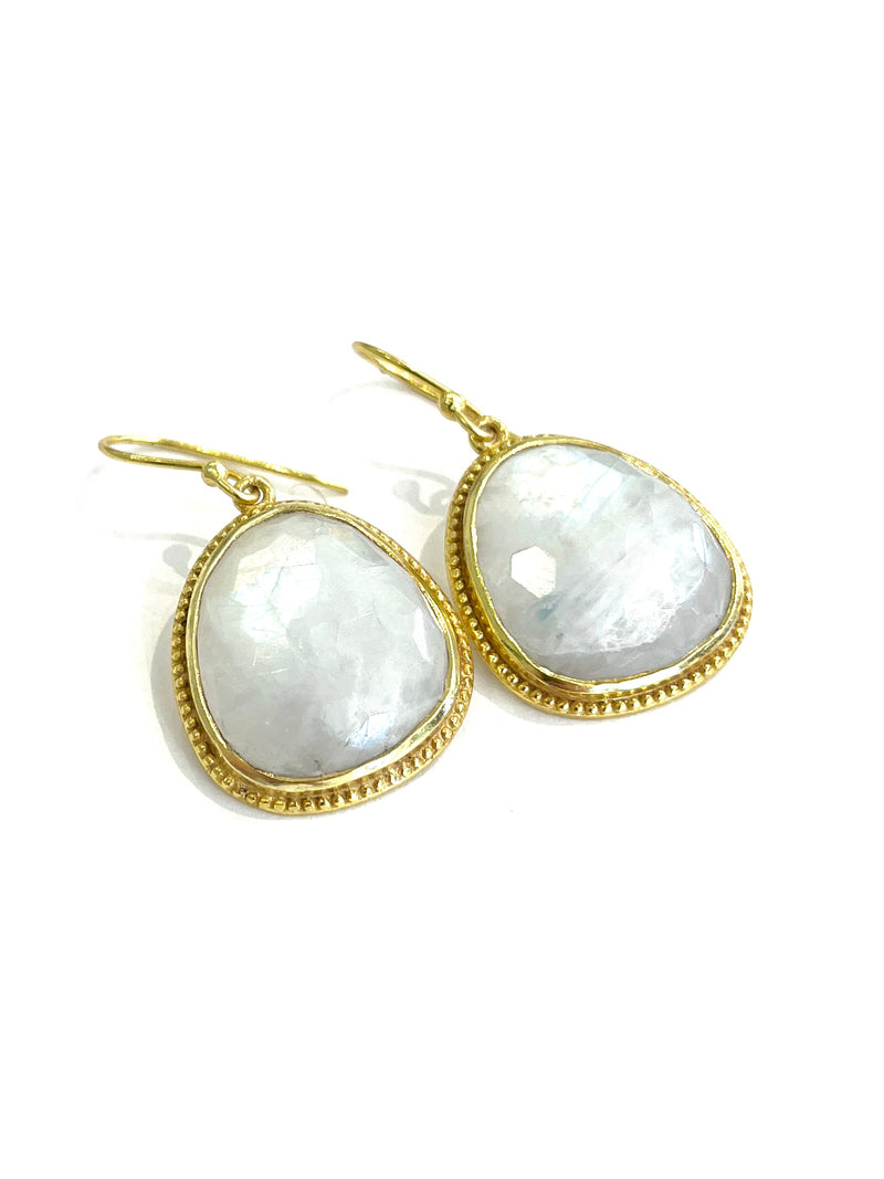 Carved Gem Earrings • Moonstone