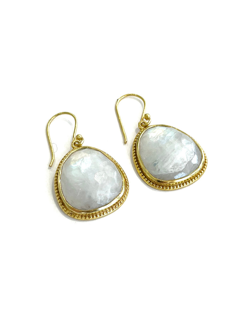 Carved Gem Earrings • Moonstone