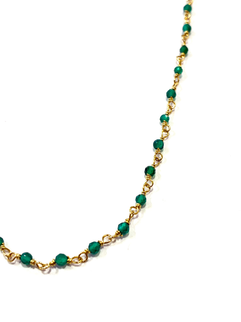 Satellite Bead Necklace • Green Onyx