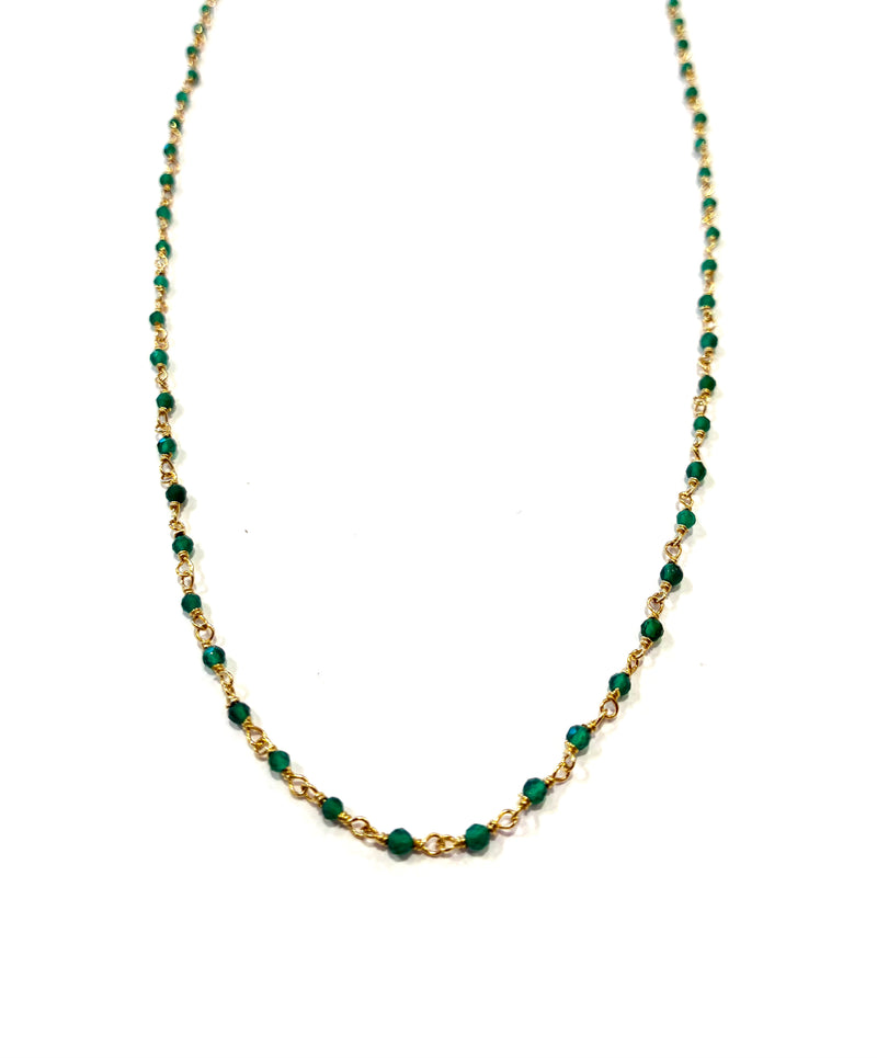 Satellite Bead Necklace • Green Onyx