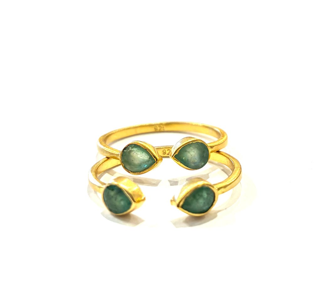 Lotus Open Ring • Emerald