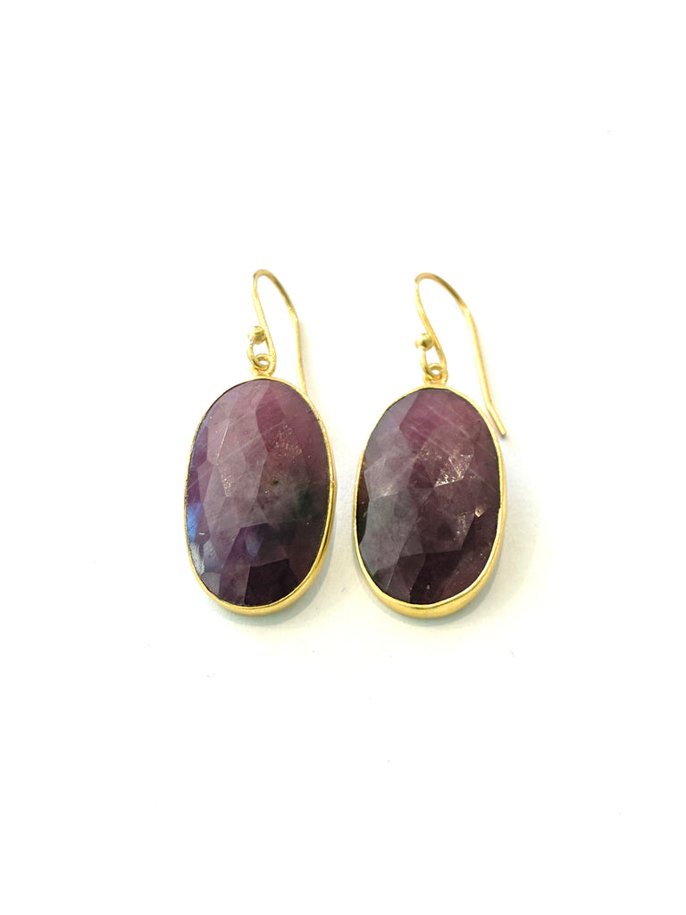 Carved Gem Earrings • Ruby
