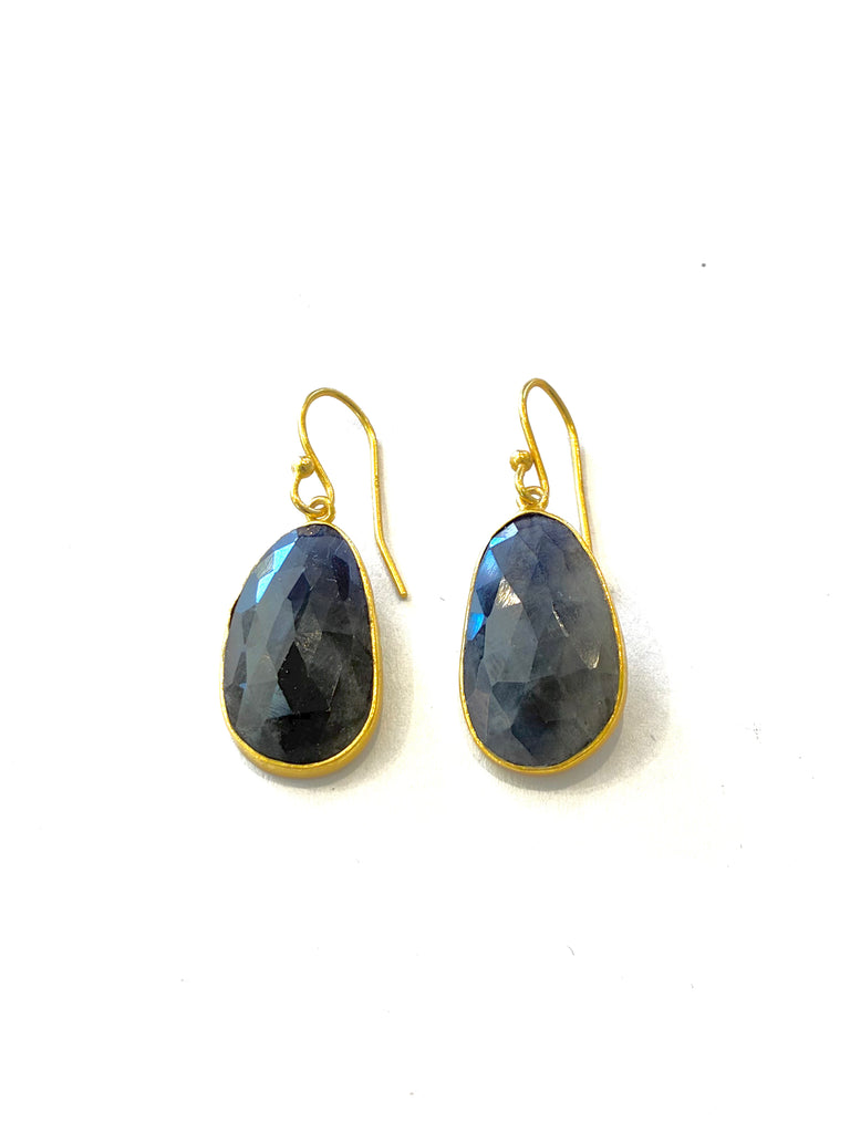 Carved Gem Earrings • Sapphire