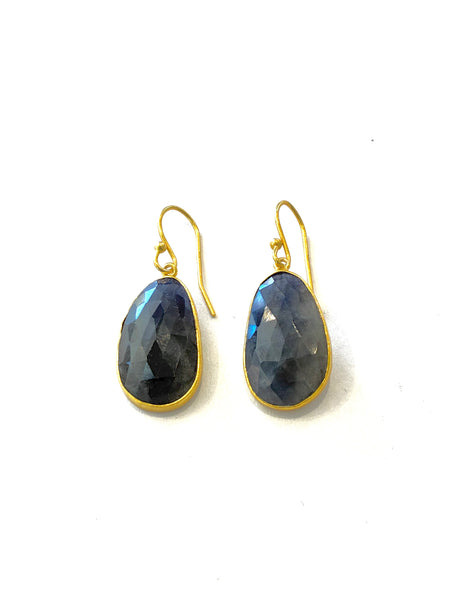 Carved Gem Earrings • Sapphire
