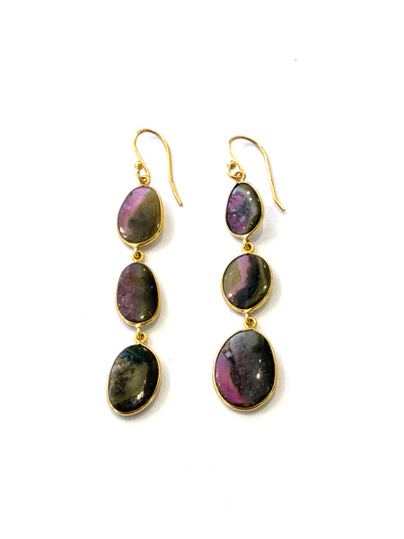 Trio Earrings • Watermelon Tourmaline