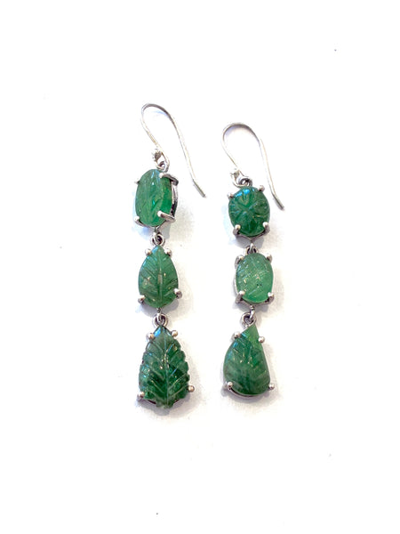 Leafy Trio Earrings • Tsavorite