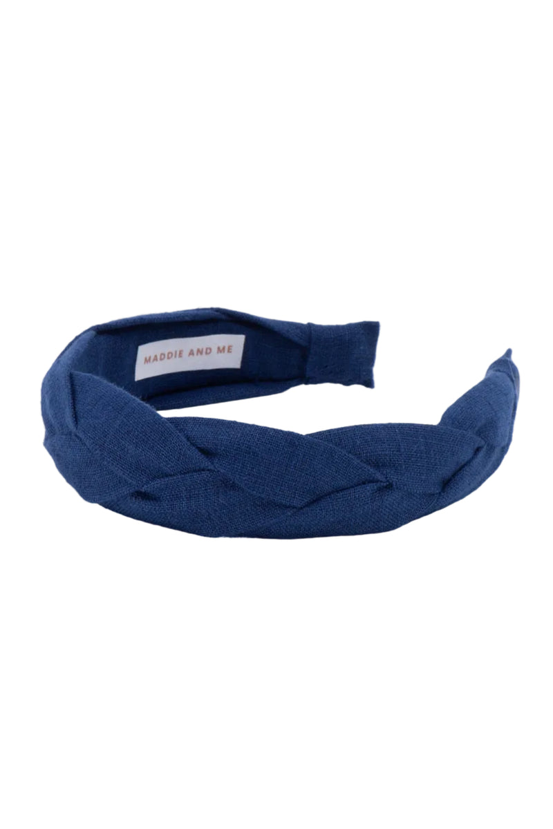 Linen Braided Headband • Navy
