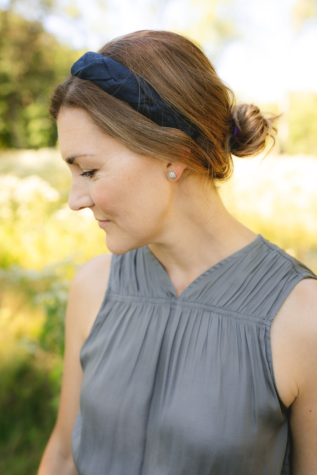 Linen Braided Headband • Navy