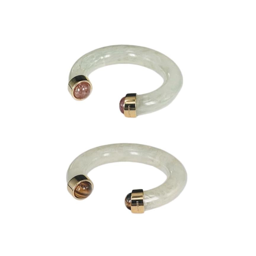 Opal Resin Open Cuff w/ Gemstone