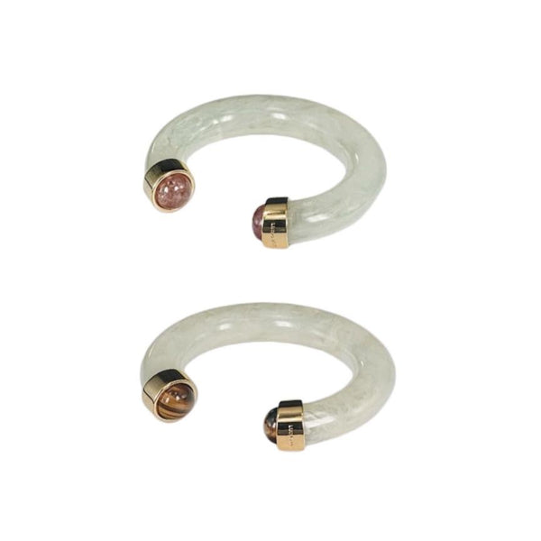 Opal Resin Open Cuff w/ Gemstone