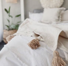 Moroccan Throw Blanket With Pom Pom Tassel