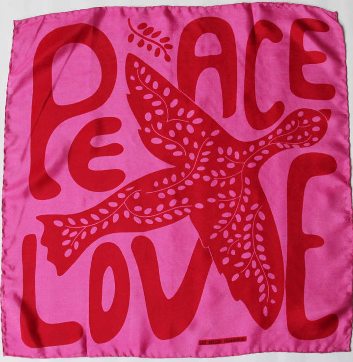 Mini Peace and Love Scarf • Fuchsia