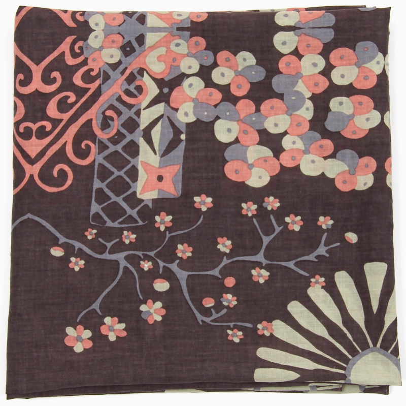 Mariko Square Cotton Scarf • Brown