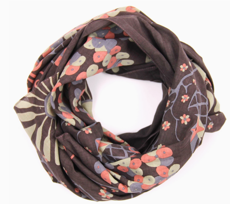 Mariko Square Cotton Scarf • Brown