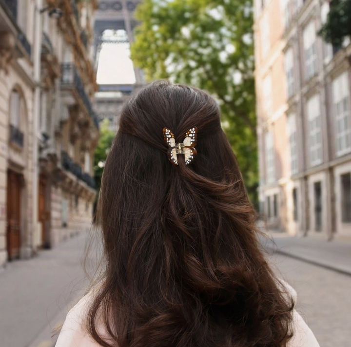 Mini Monarch Hair Claw • Brown