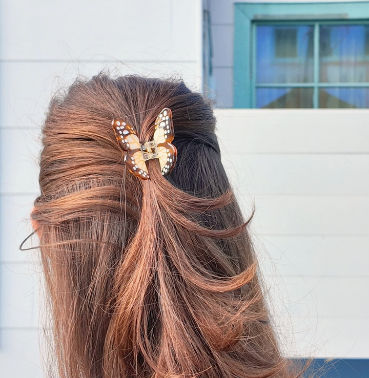 Mini Monarch Hair Claw • Brown