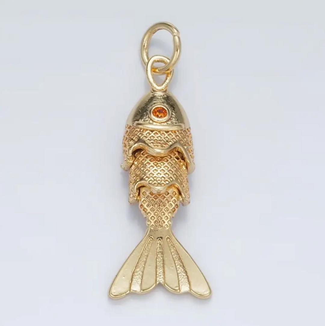 Orange Articulate Fish Charm
