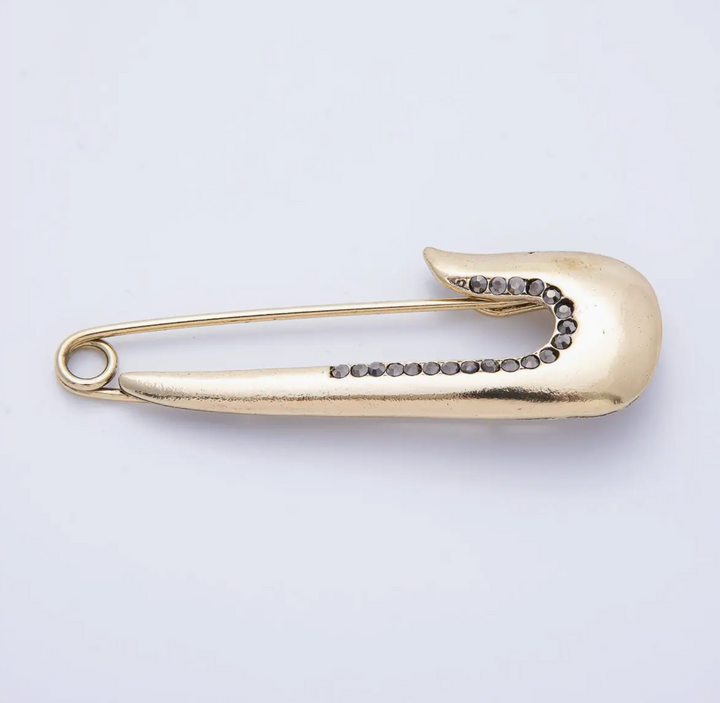 CZ Safety Pin Brooch