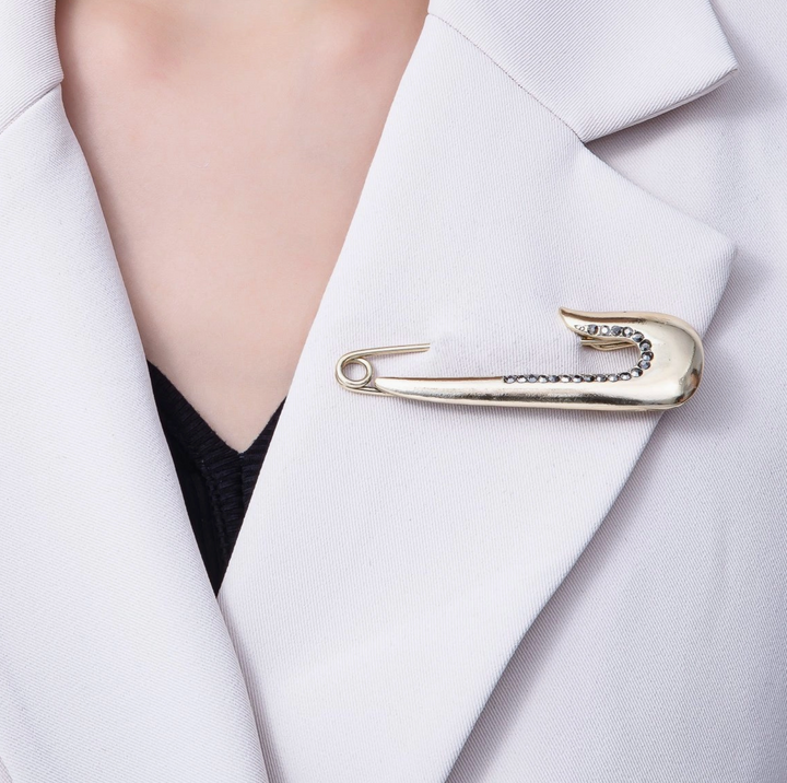 CZ Safety Pin Brooch