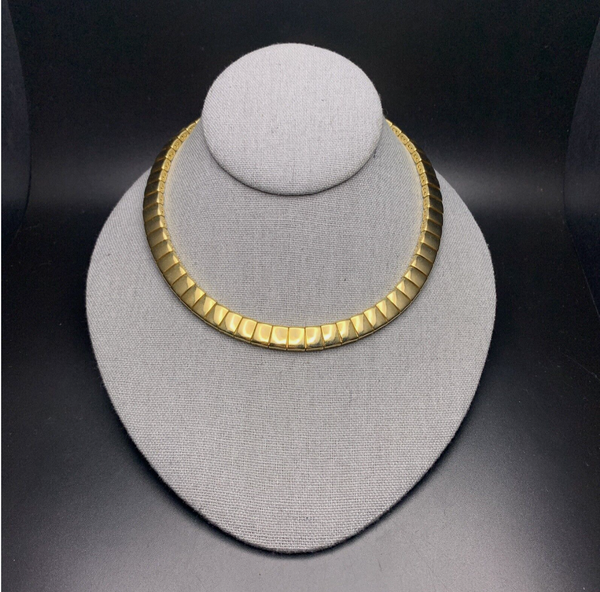 Vintage Gold Tone Panel Collar Necklace