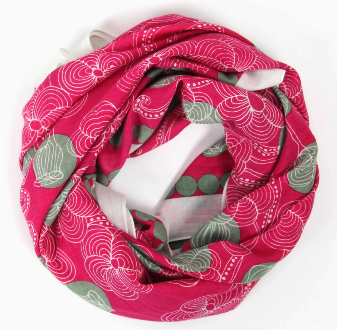 Burma Square Cotton Scarf • Fuchsia