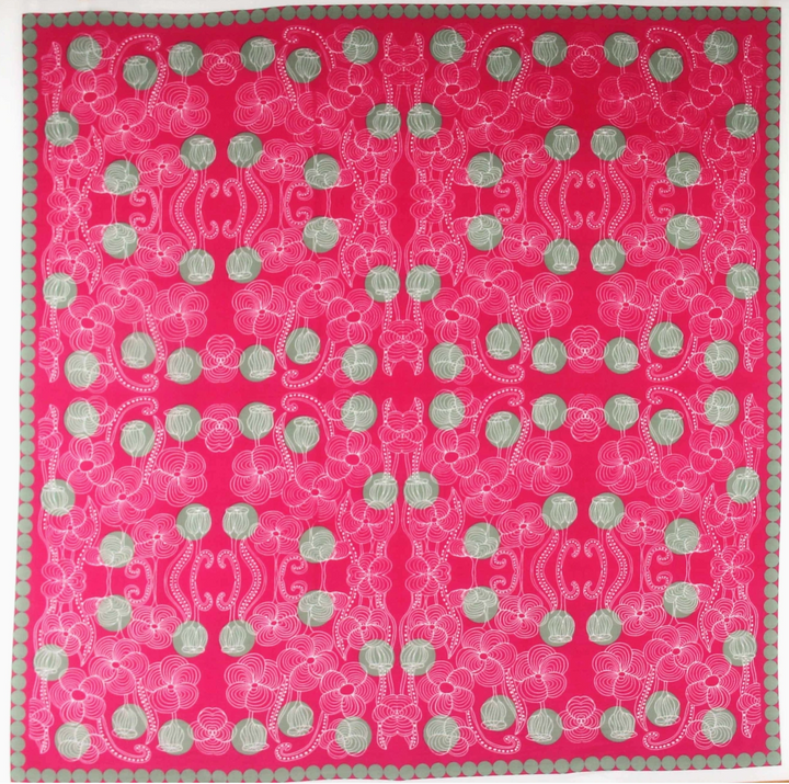 Burma Square Cotton Scarf • Fuchsia