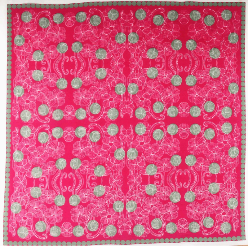 Burma Square Cotton Scarf • Fuchsia