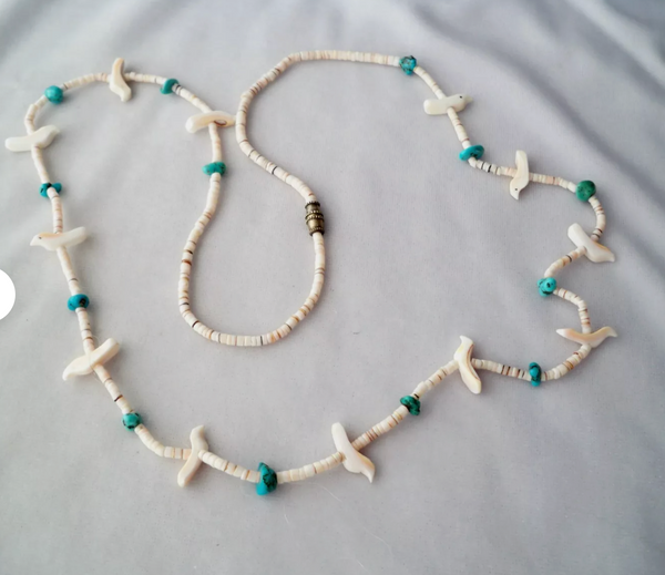 Vintage Beaded Turquoise Bird Necklace