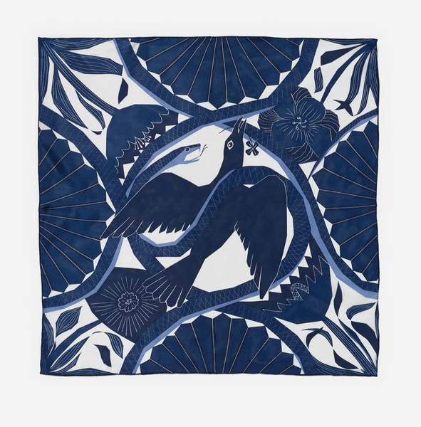 Blue Bird & Snake Scarf