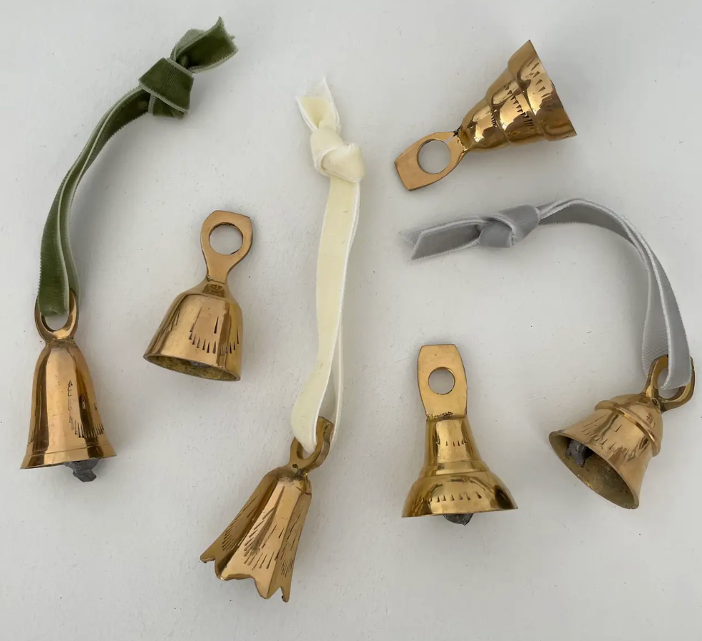 Large Brass Flared Bell • w/ Velvet Ribbon