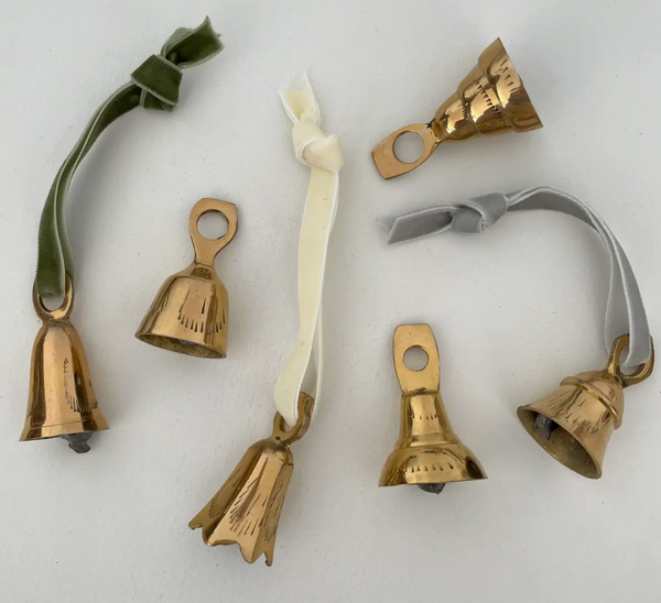 Small Brass Flared Bell • w/ Velvet Ribbon