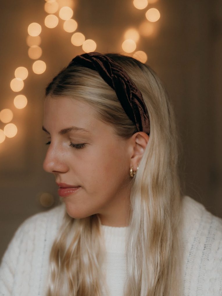 Velvet Braided Headband • Chocolate