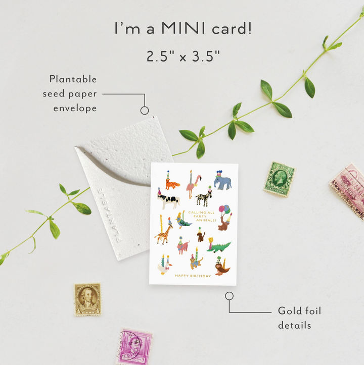 Mini Greeting Card • Animal Party