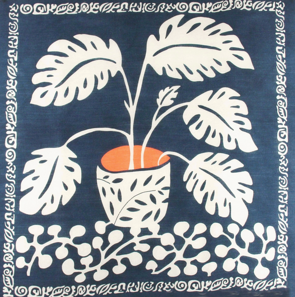 Monstera Wool Scarf • Marine