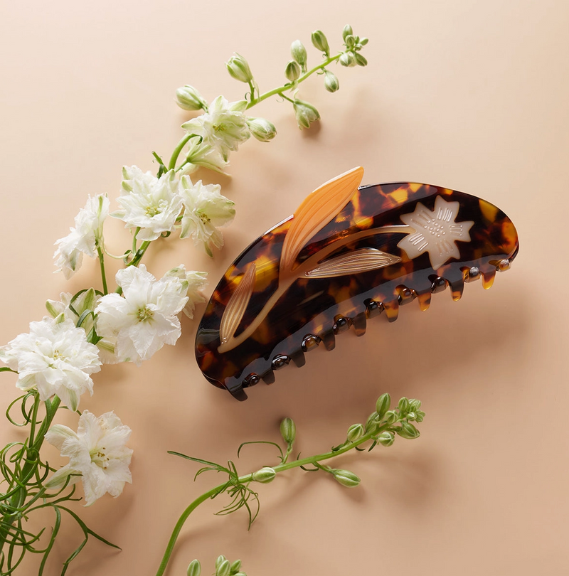 White Flax Hair Claw