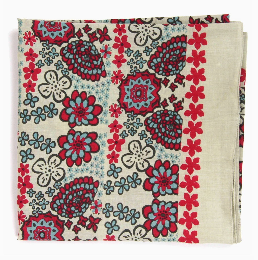 Hawai Square Organic Cotton Scarf • Red