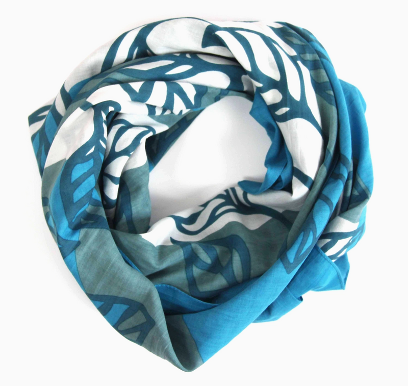 Palenque Square Cotton Scarf • Blue