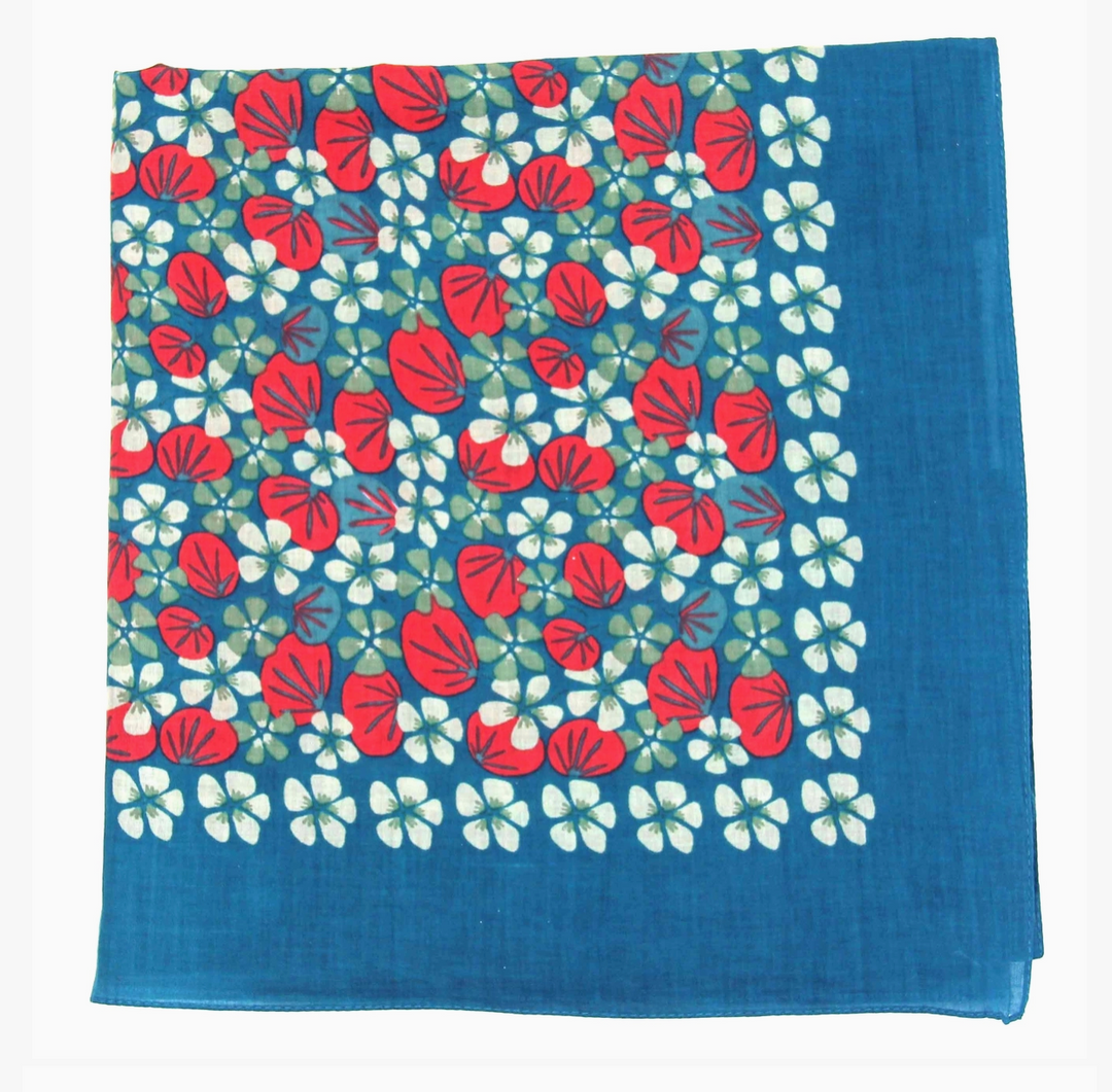Ondine Square Cotton Scarf • Blue