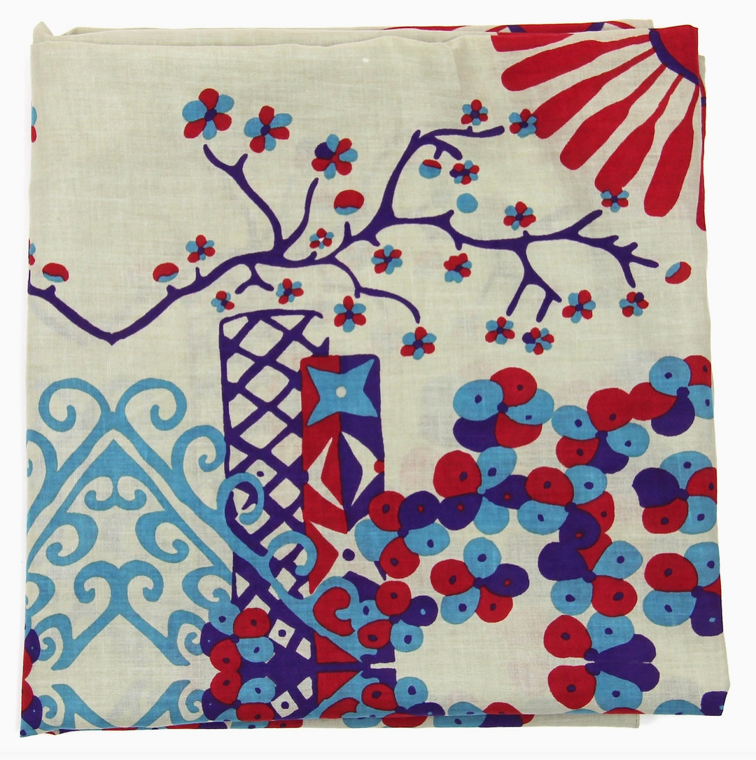 Mariko Square Organic Cotton Scarf • Beige