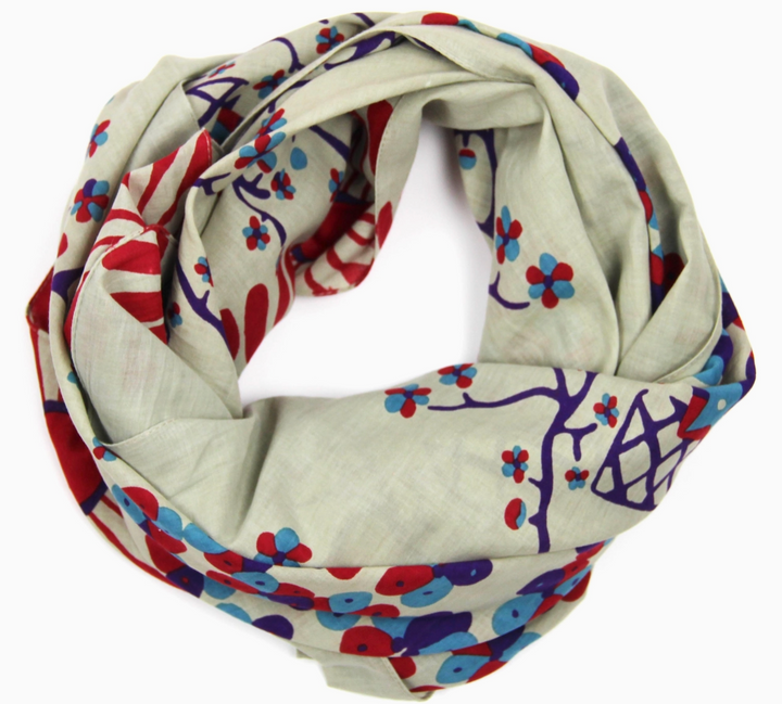 Mariko Square Organic Cotton Scarf • Beige