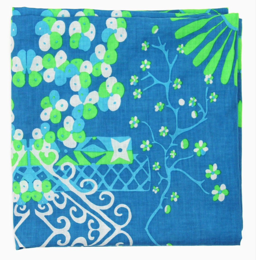 Mariko Square Organic Cotton Scarf • Marine