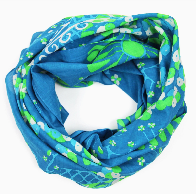 Mariko Square Organic Cotton Scarf • Marine