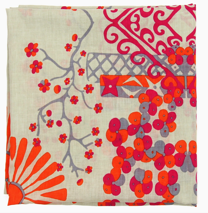 Mariko Square Organic Cotton Scarf • Orange