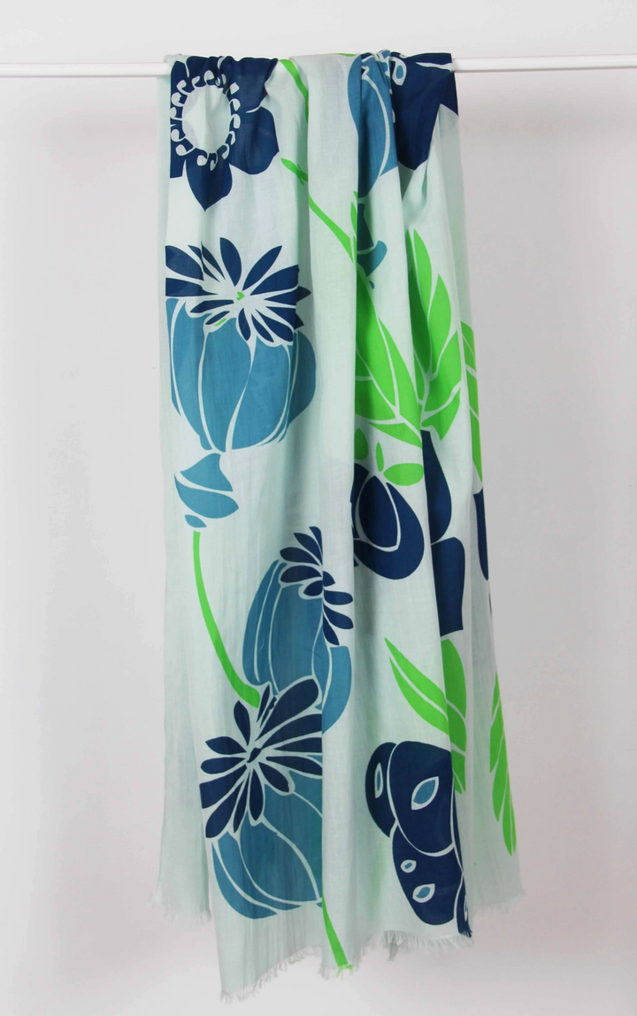 Poppy Organic Cotton Scarf • Blue