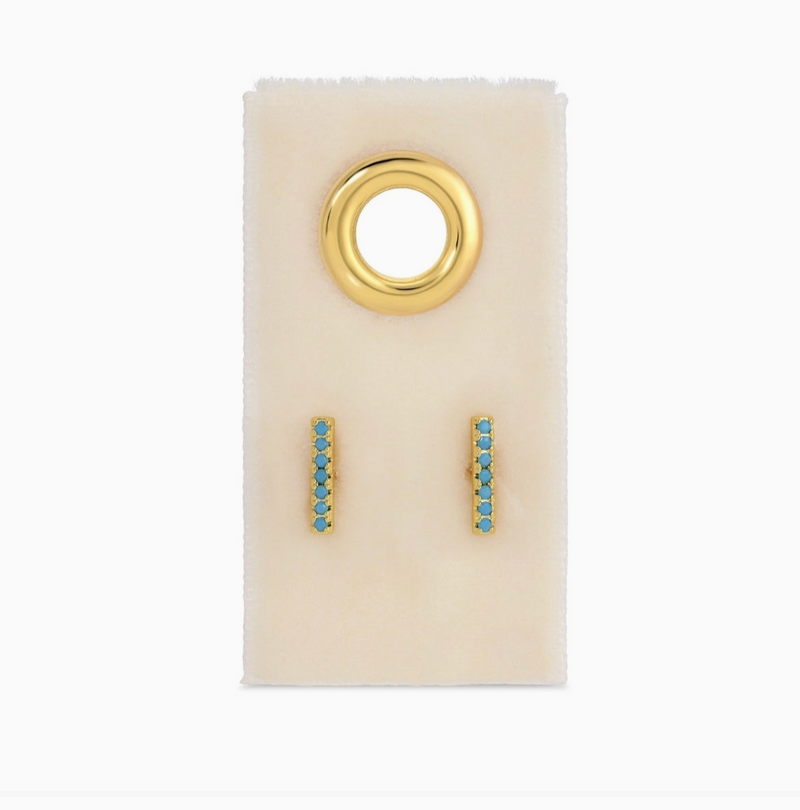 Pavé Bar Studs • Blue